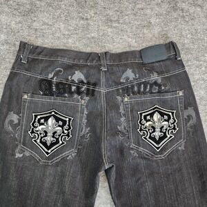 VTG Raw‎ Blue Jeans Mens 40x31 Black Straight Baggie Hip Hop Skateboard Goth Y2K
